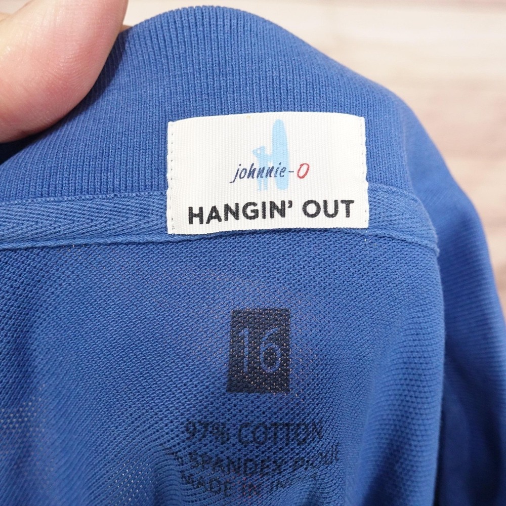 Johnnie-O Polo Shirt Boys 16 Blue Hangin' Out Cotton Short Sleeve Logo - Picture 6 of 9